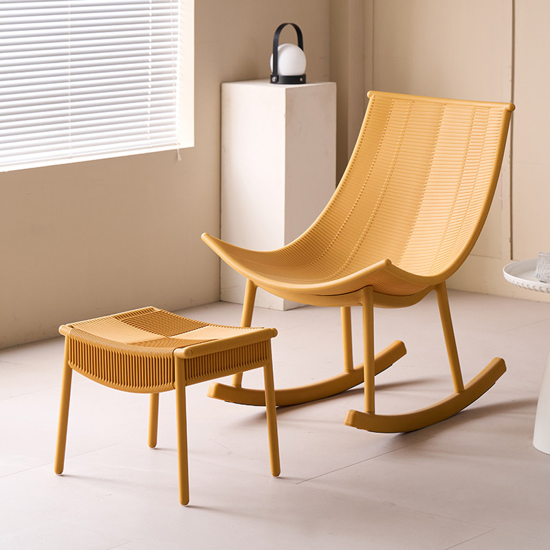 北欧塑料摇椅家用客厅卧室躺椅庭院休闲椅成人摇摇椅单人沙发椅子