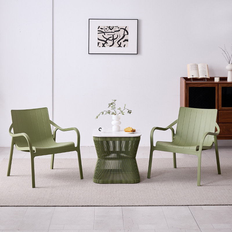 北欧庭院户外塑料桌椅组合咖啡奶茶甜品店室外休闲区露台外摆桌椅