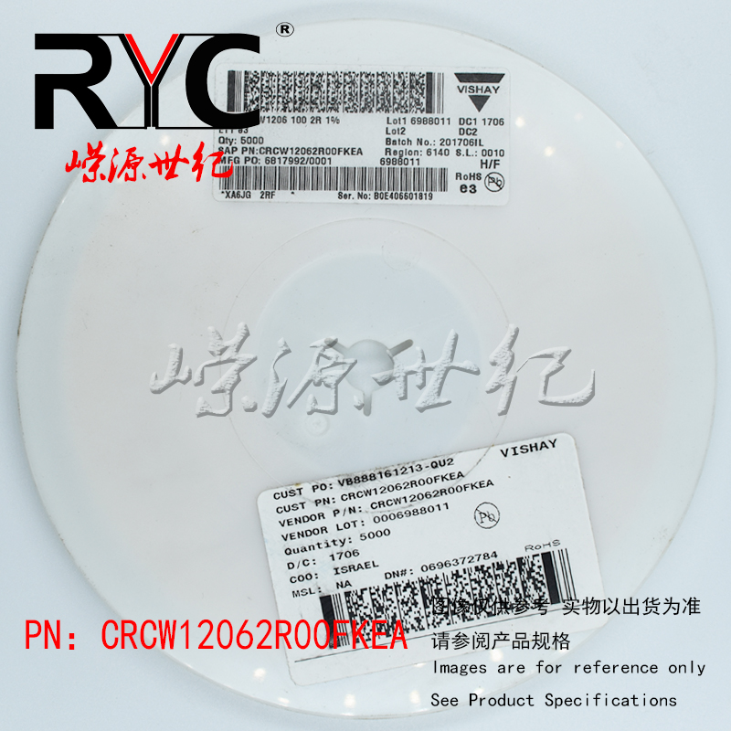 CRCW12062R00FKEA Vishay 原装 厚膜电阻器 SMD 1/4watt 2ohms 1%