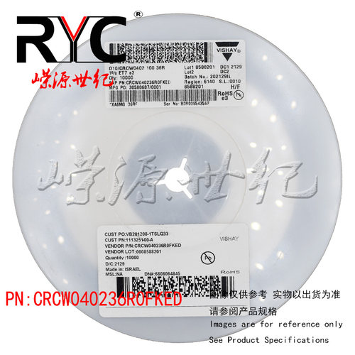 CRCW040236R0FKED VISHAY 厚膜电阻器 SMD 1/16watt 36ohms 1%