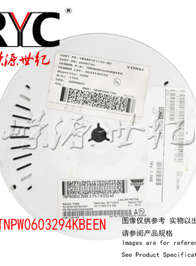 TNPW0603294KBEEN VISHAY原装 薄膜电阻器SMD 294Kohms .1% 25ppm