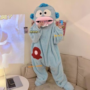 小丑鱼连体睡衣大嘴鱼秋冬季卡通沙雕搞怪男女珊瑚绒家居服可外穿