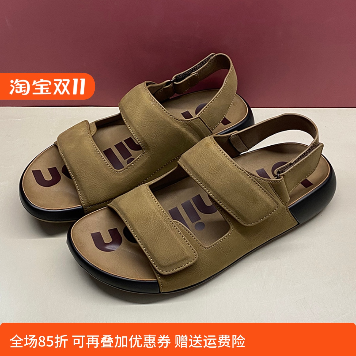 布莱希尔顿男鞋2025夏新款真皮学生魔术贴休闲沙滩凉鞋BV2577161