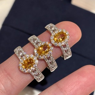 天然巴西黄水晶偏财戒指s925银水晶能量石精致气质鸽子蛋食指环女