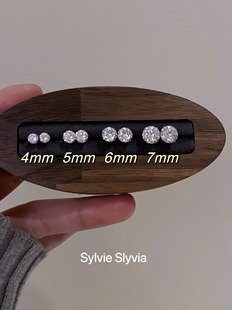 防过敏s925纯银爆闪高碳钻简约耳钉日韩轻奢百搭精致气质通勤耳饰