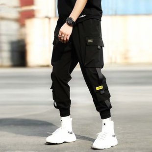 Men Casual Cargo Streetwear Harajuku Pants Ribbons