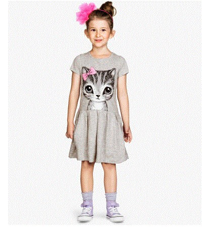 summer girl dress cat print baby kids dresses cotton Shirt