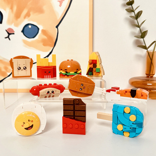 Bros 玩具汉堡薯条面包儿童礼物 Block国产积木迷你食物小颗粒拼装