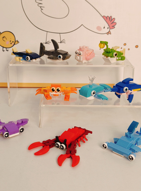 Bros Block国产积木海洋世界动物小颗粒益智拼装儿童玩具生日礼物