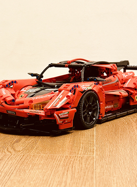 Bros Block国产积木红色跑车模型赛车汽车机械组拼装玩具男孩礼物