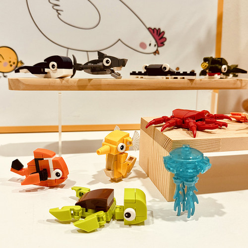 BrosBlock积木海洋动物拼装玩具