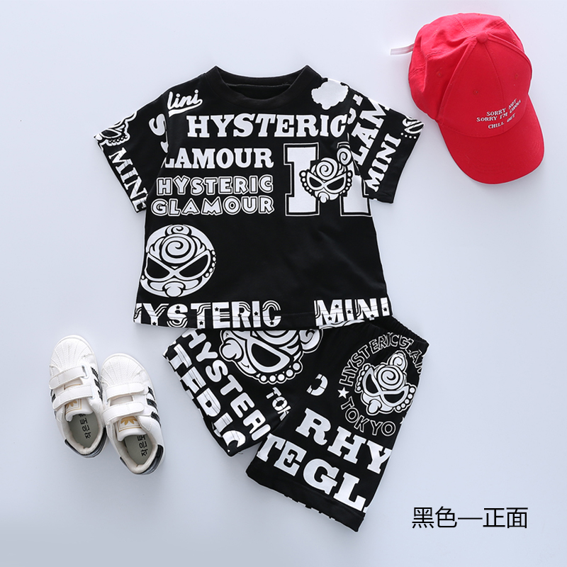 童裝兒童兩件套黑超嘻哈新款夏季男女童6-8女寶寶純棉韓版套裝潮