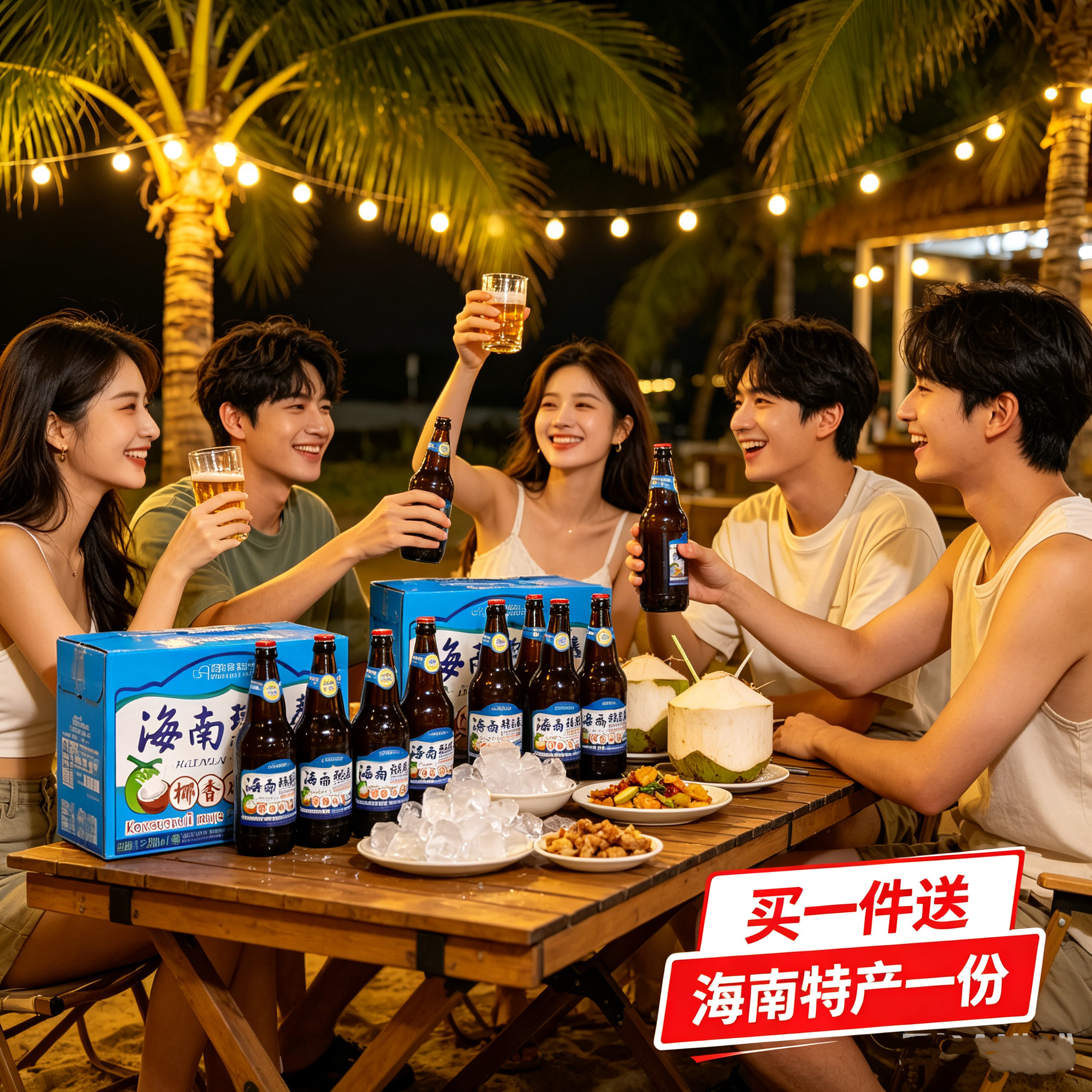 琼崖春海南椰香啤酒500ml*12瓶醇香精制啤酒椰香风味啤酒三亚发货