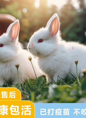 兔子活物非公母一对宠物家兔肉兔活苗巨型新西兰小白兔家养小兔子