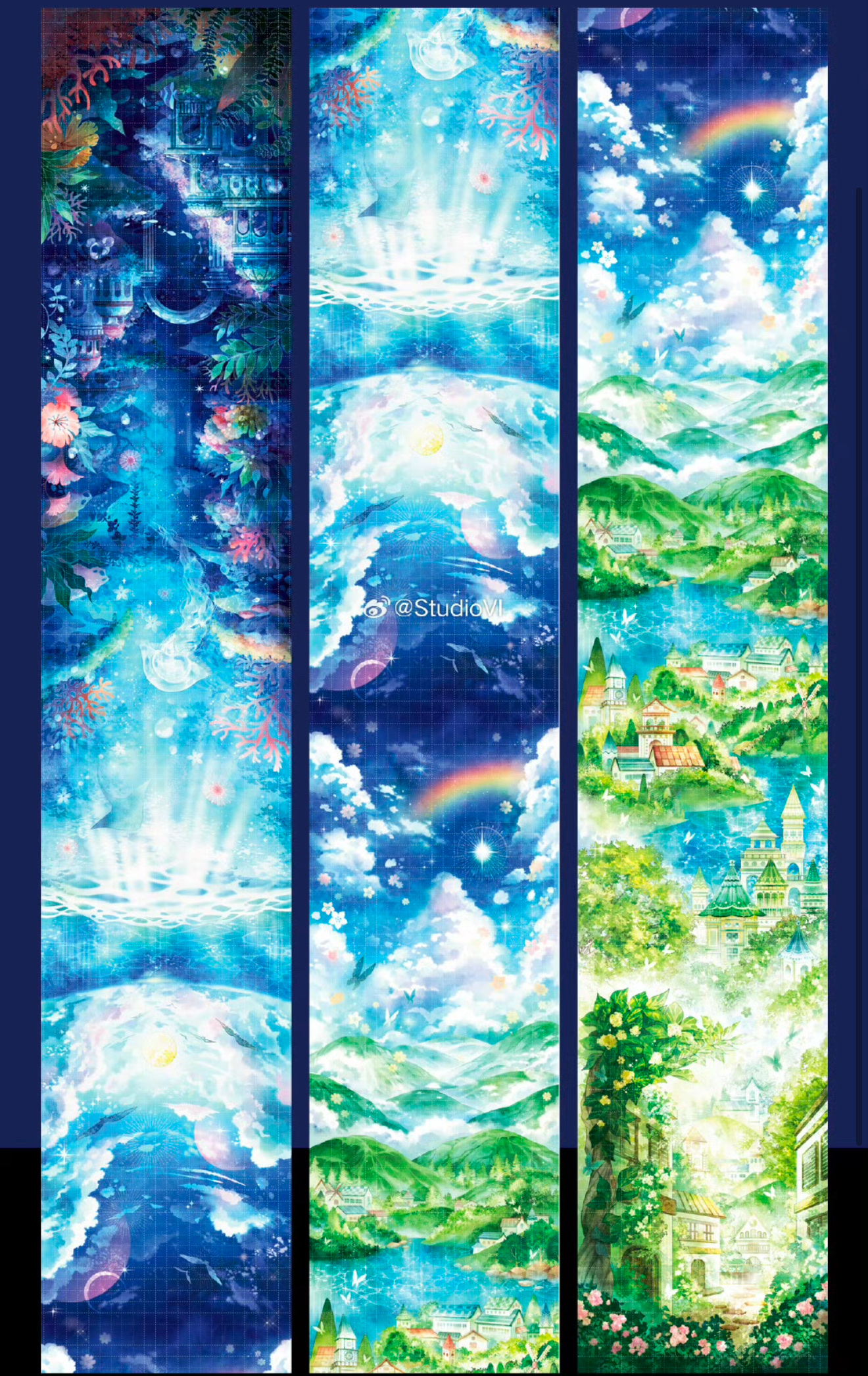 StudioVI分装手账胶带序双城超大背景海洋森林系流麻咕卡