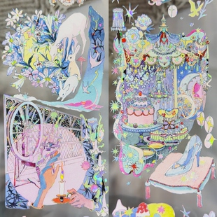 手账胶带星梦奇境华丽背景苹果切片背景流麻咕卡背卡 Shine分装