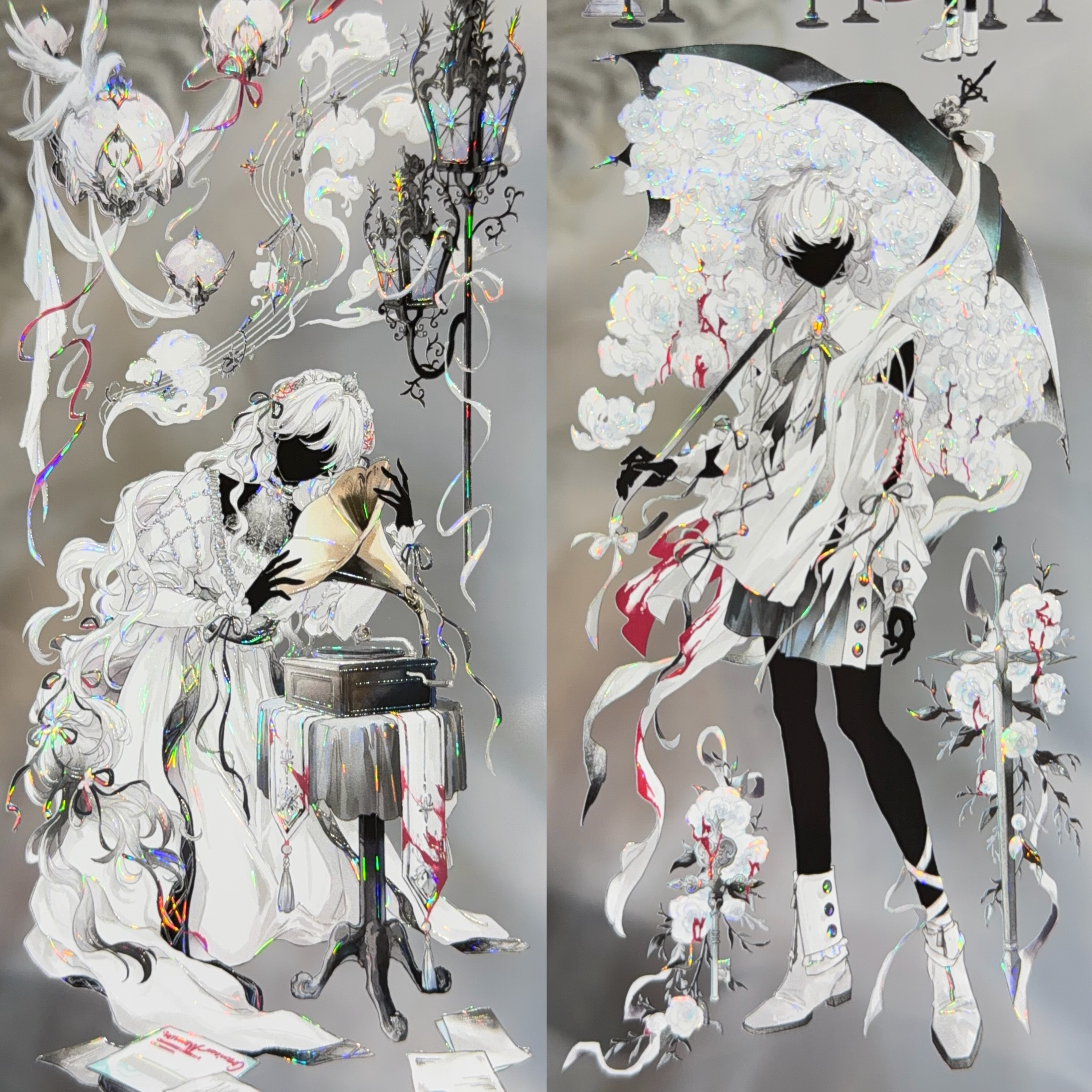 冰川分装手账胶带潘多拉默剧晚风圣巡人物背景流麻咕卡背卡贝壳光