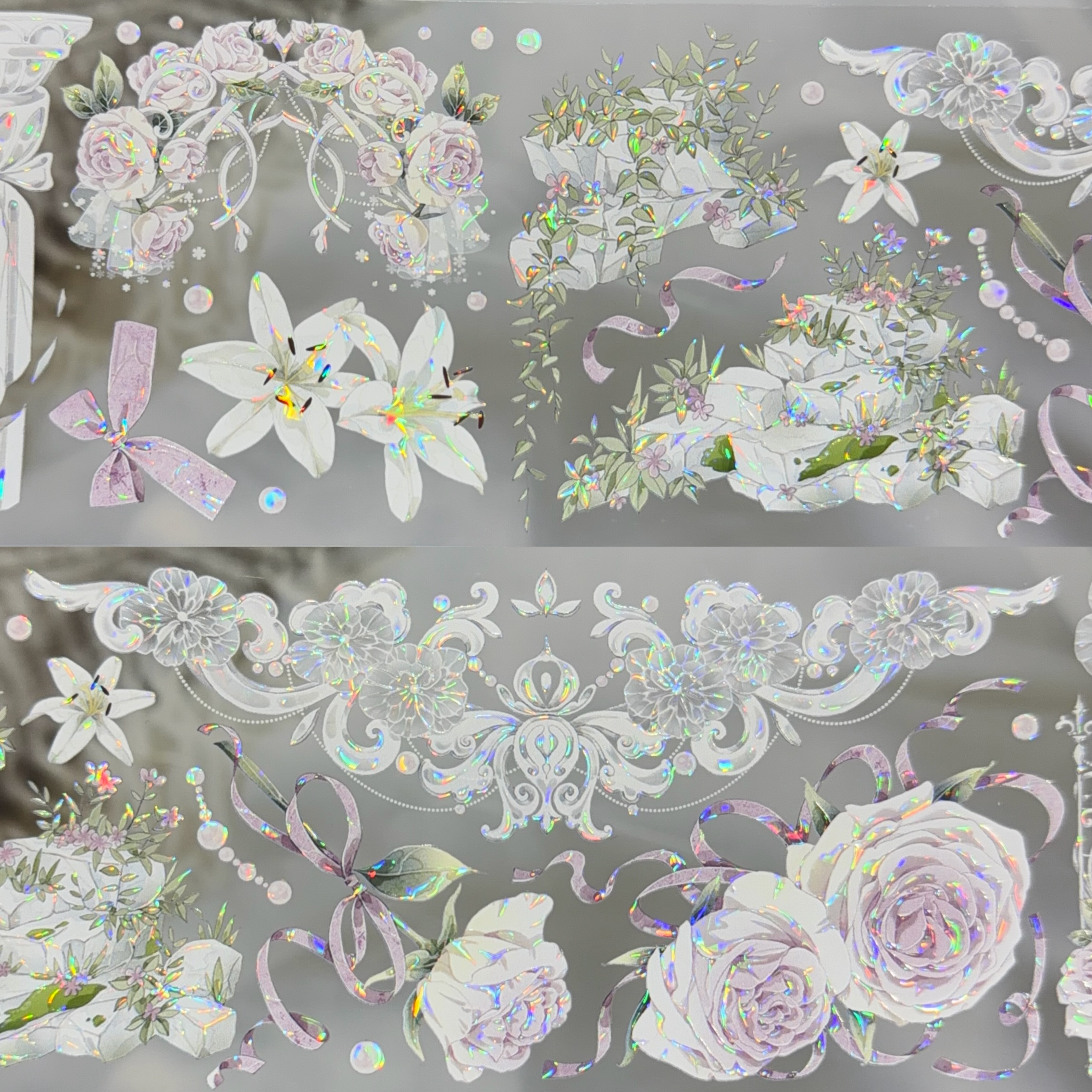 Likey分装手账胶带光尘瀑月落梨花圣之月下云阶月地花朵流麻背卡