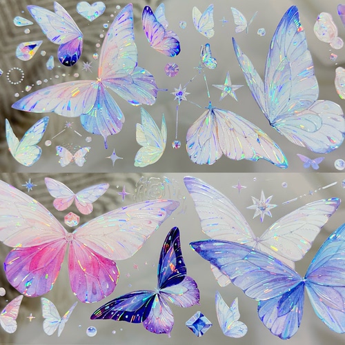 止域分装手账胶带潋蝶衣彩色蝴蝶流麻咕卡素材