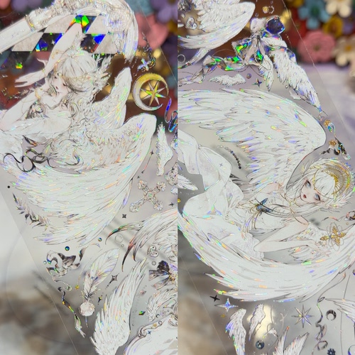 漫不经心分装手账胶带幻羽芥子太太绘人物女天使系列流麻咕卡