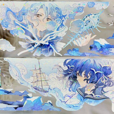 Eee studio分装手账胶带启宝宝蓝天气雨天气樱人物女孩可爱流麻