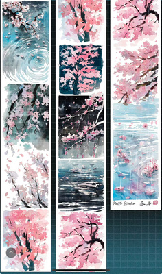 Notte分装手账胶带落华绯落华黛海域蓝海域碧背景系贝壳光流麻