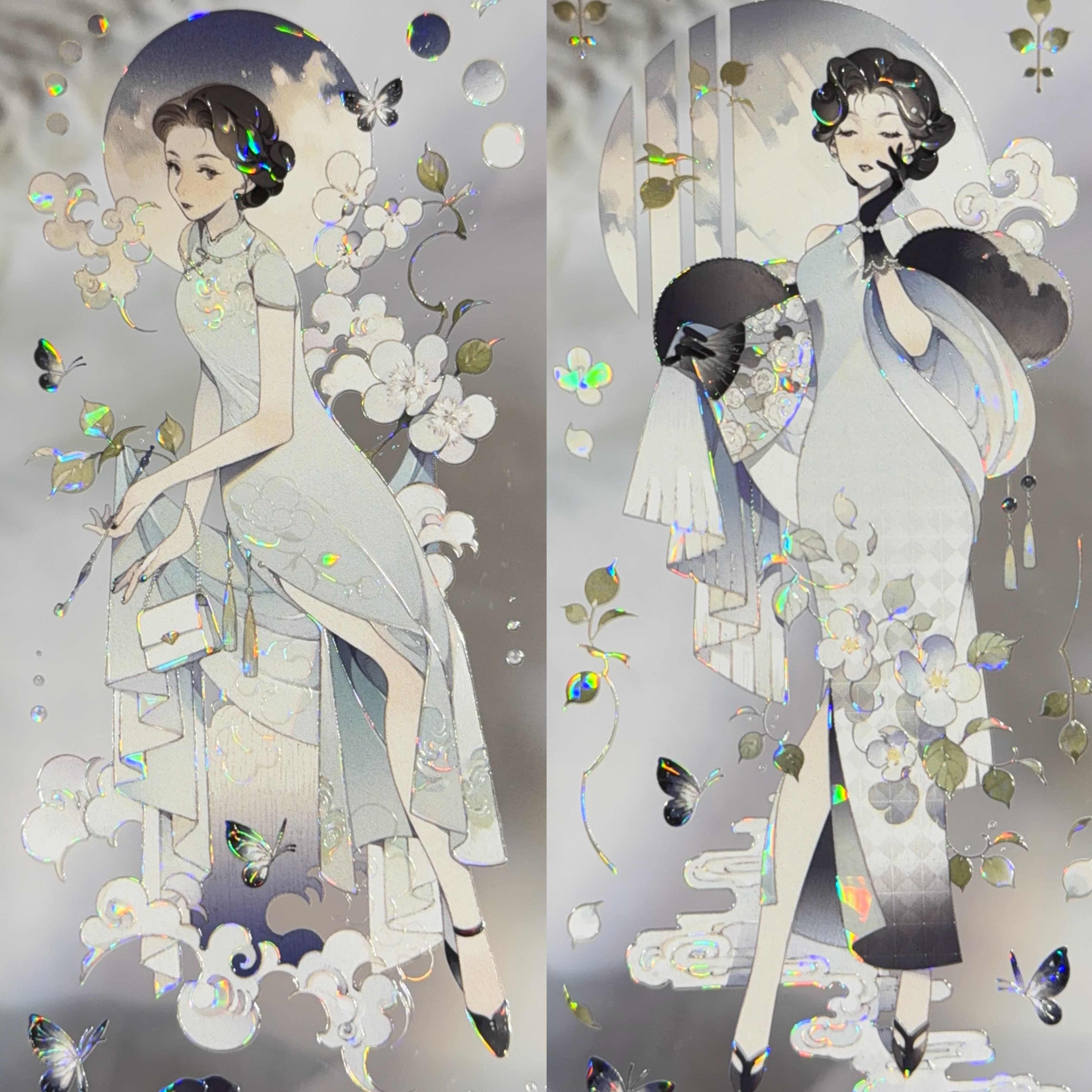 第九航道分装手账胶带旧园故梦笙豫太太旗袍系列女人物流麻咕卡