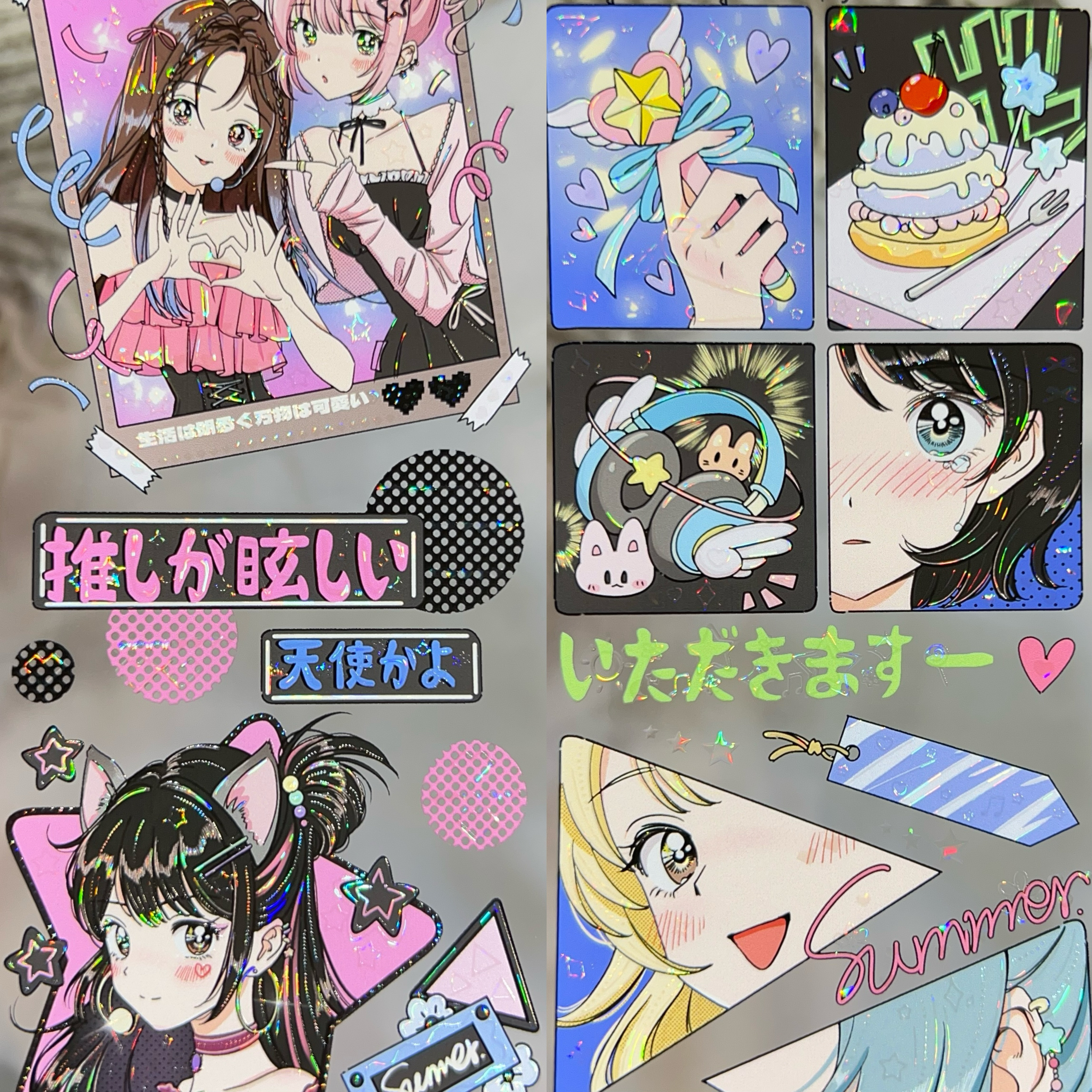 Just分装手账胶带星轨变奏人物女孩可爱漫画风音乐流麻咕卡贝壳光