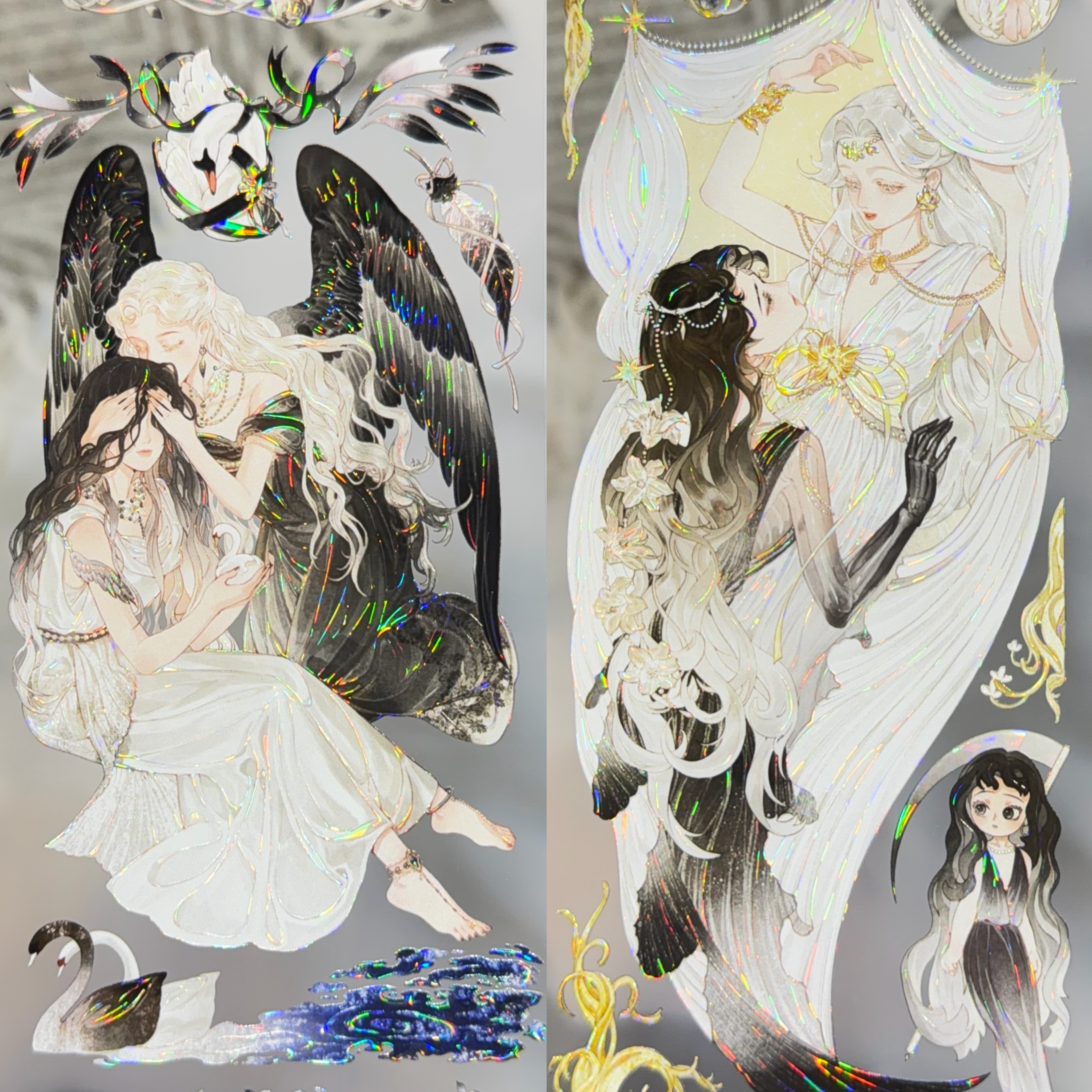 刺猬家分装手账胶带墨曦昭融鎏金翎光人物女孩流麻咕卡贝壳光背卡