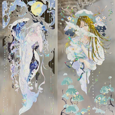 第九航道分装手账胶带附耳倾听你若流星降临人物女贝壳光流麻咕卡