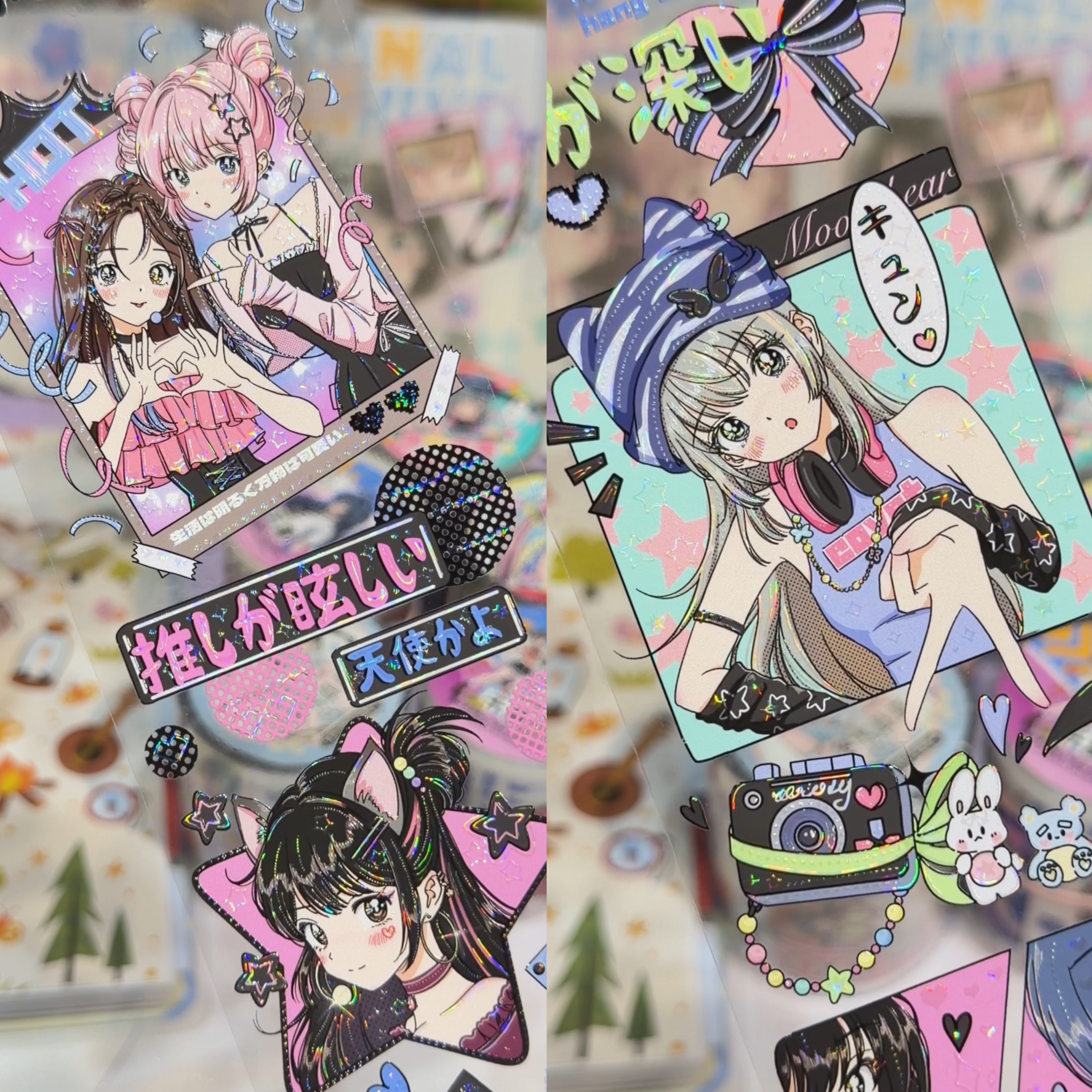 Just分装手账胶带星轨变奏人物女孩可爱漫画风音乐流麻咕卡贝壳光