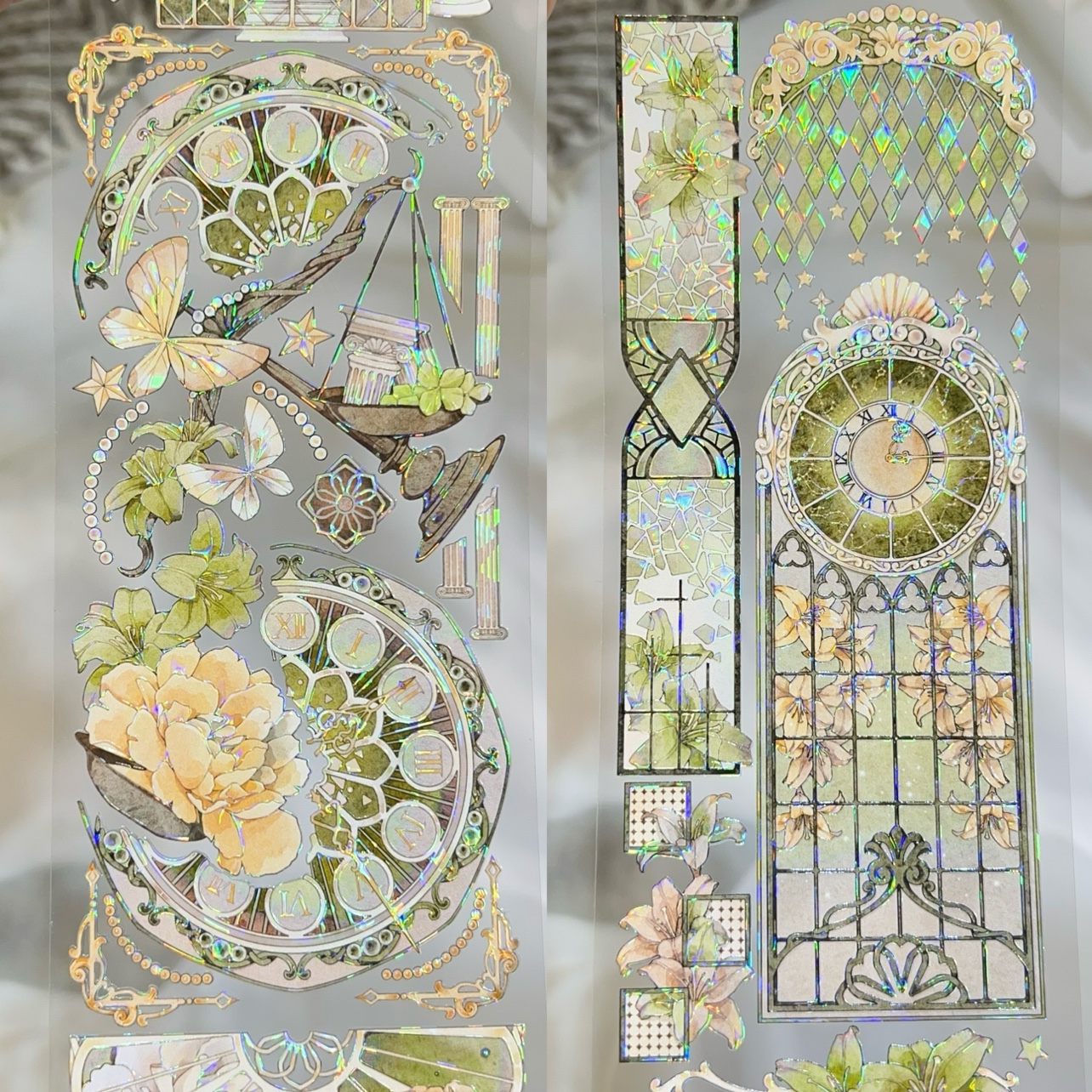 刺猬家分装胶带璃窗莹落花萦绕影拂屏露竹手账古风背景流麻咕卡