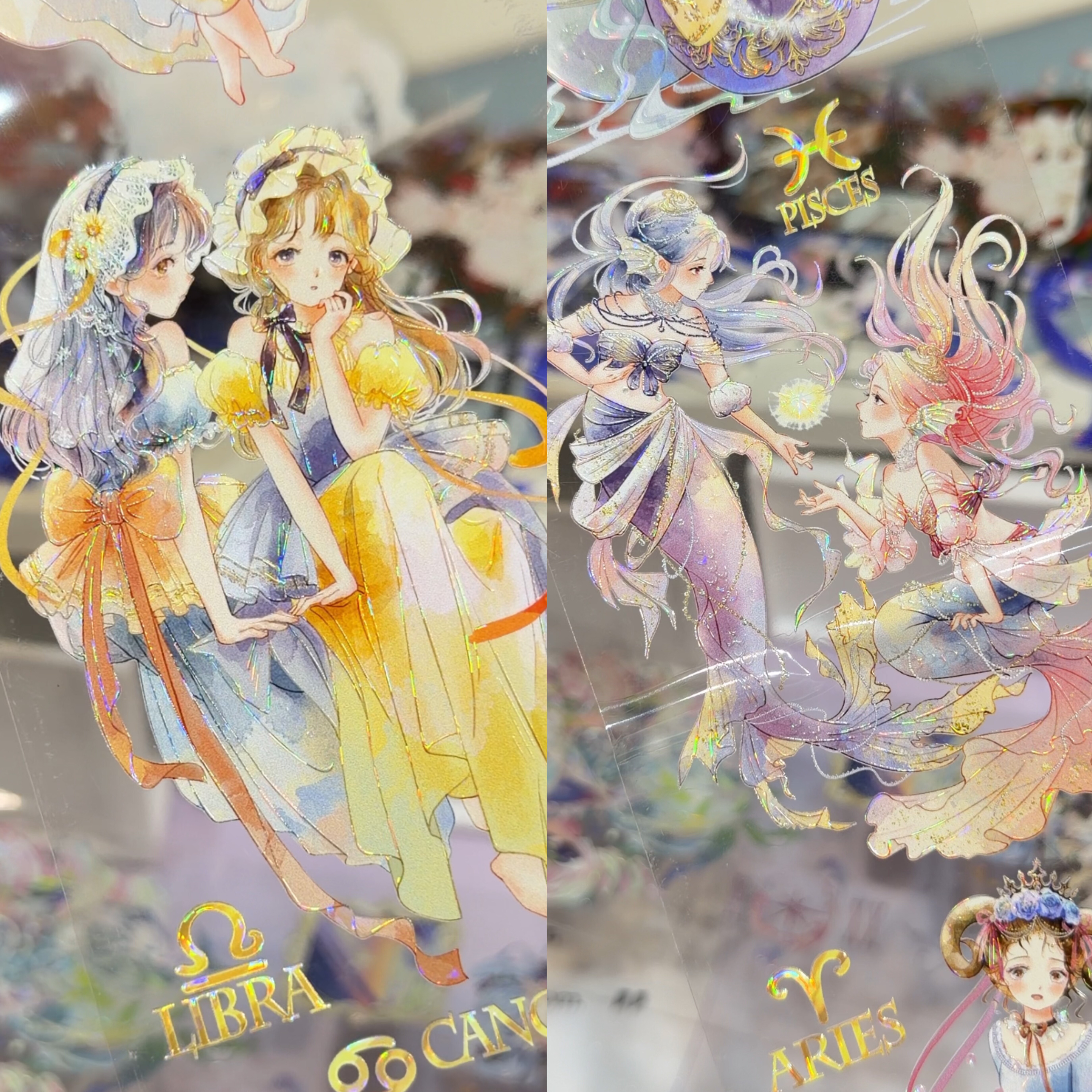 巫女Sama事务所分装模切星源十二星座女孩手机背卡手帐胶带谷美