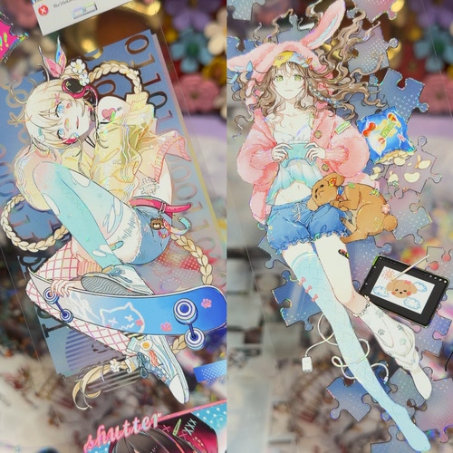 路灯分装手账胶带图灵情书可爱电子少女流麻咕卡背卡