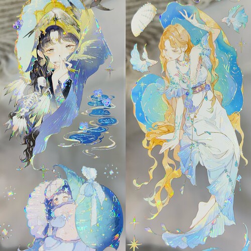 第九航道分装手账胶带永恒波澜万籁相依人物女兔街子绘流麻咕卡