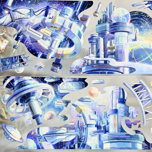 手账胶带银河喵迹星河太空系列背景流麻咕卡拼贴贝卡 JUST分装