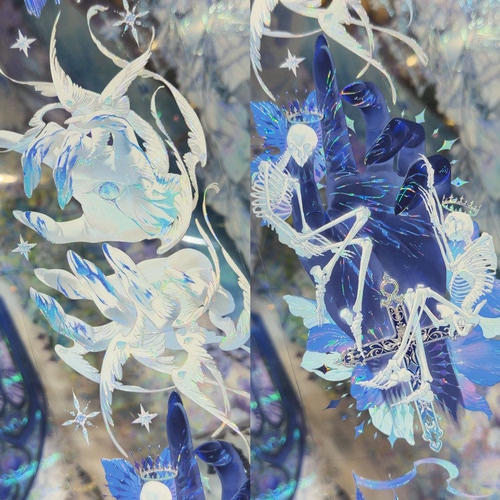 叉叉斯丢丢分装手账胶带极地长灯大背景流麻咕卡背卡贴纸