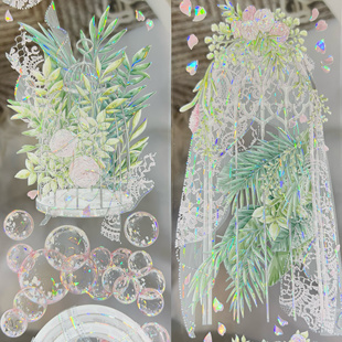 Wines分装 胶带夜罗伊甸花嫁伊甸花蝶描绿绿系花嫁风背景花朵流麻