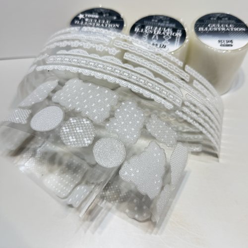 野葵模切贴纸卷分装蕾丝边织网闪砂流麻咕卡素材拼贴手机背卡