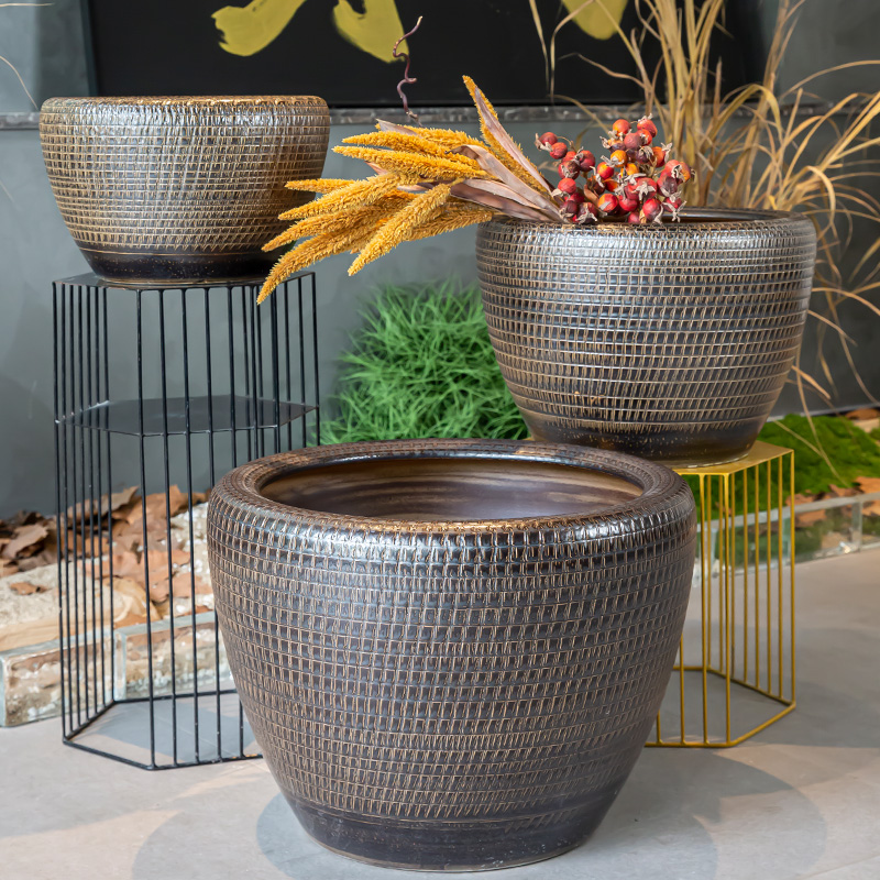 景德镇陶瓷花盆家用加仑盆花盆托盘加厚耐用特大号绿萝家居装饰品