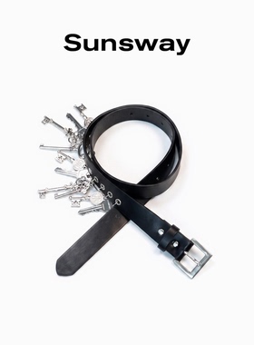 SUNSWAY原创暗黑朋克风钥匙挂件腰带男女设计感小众黑色潮流皮带