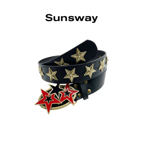 SUNSWAY五角星铆钉朋克腰带