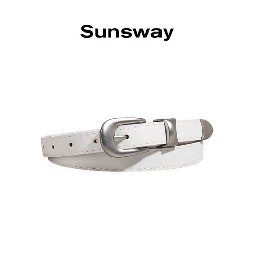 sunsway简约金属扣细窄皮带时尚