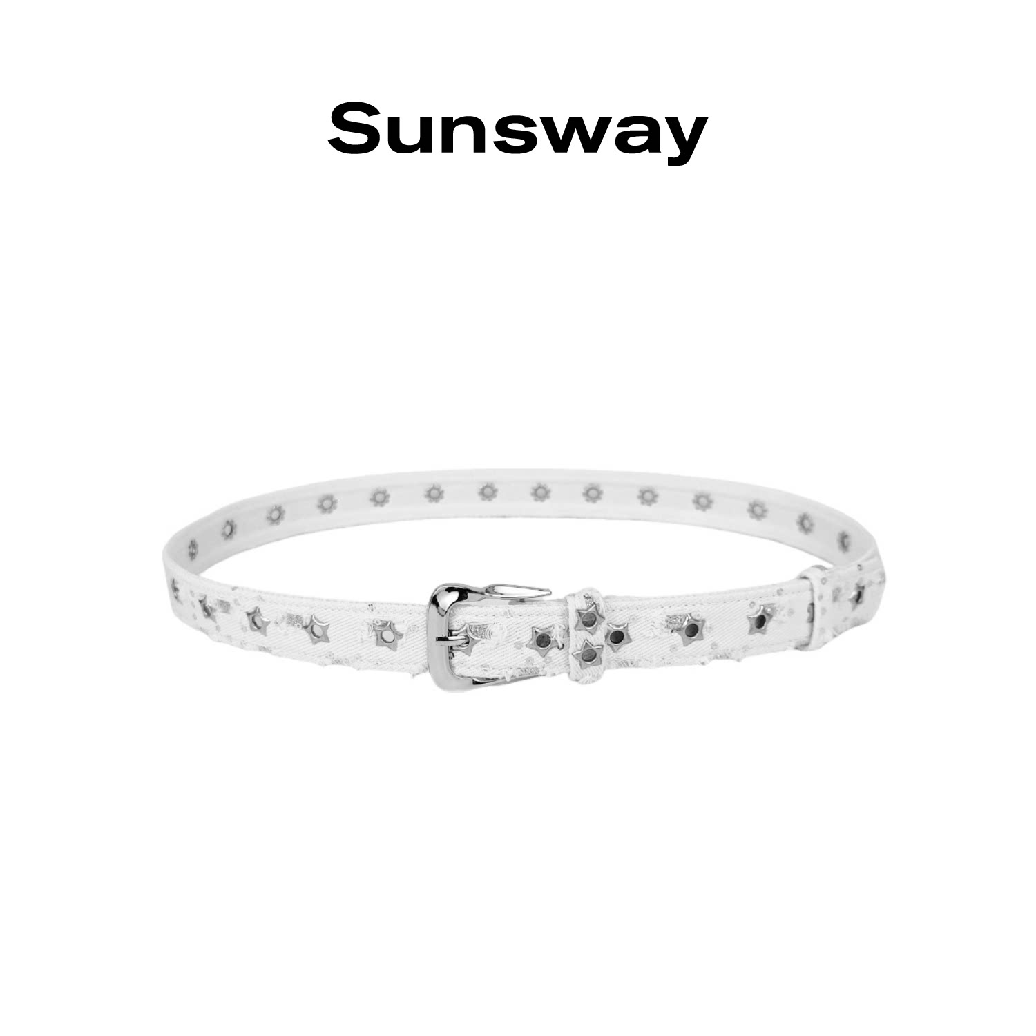 SUNSWAY朋克风星星铆钉腰带男女百搭y2k小众牛仔布潮酷金属扣皮带