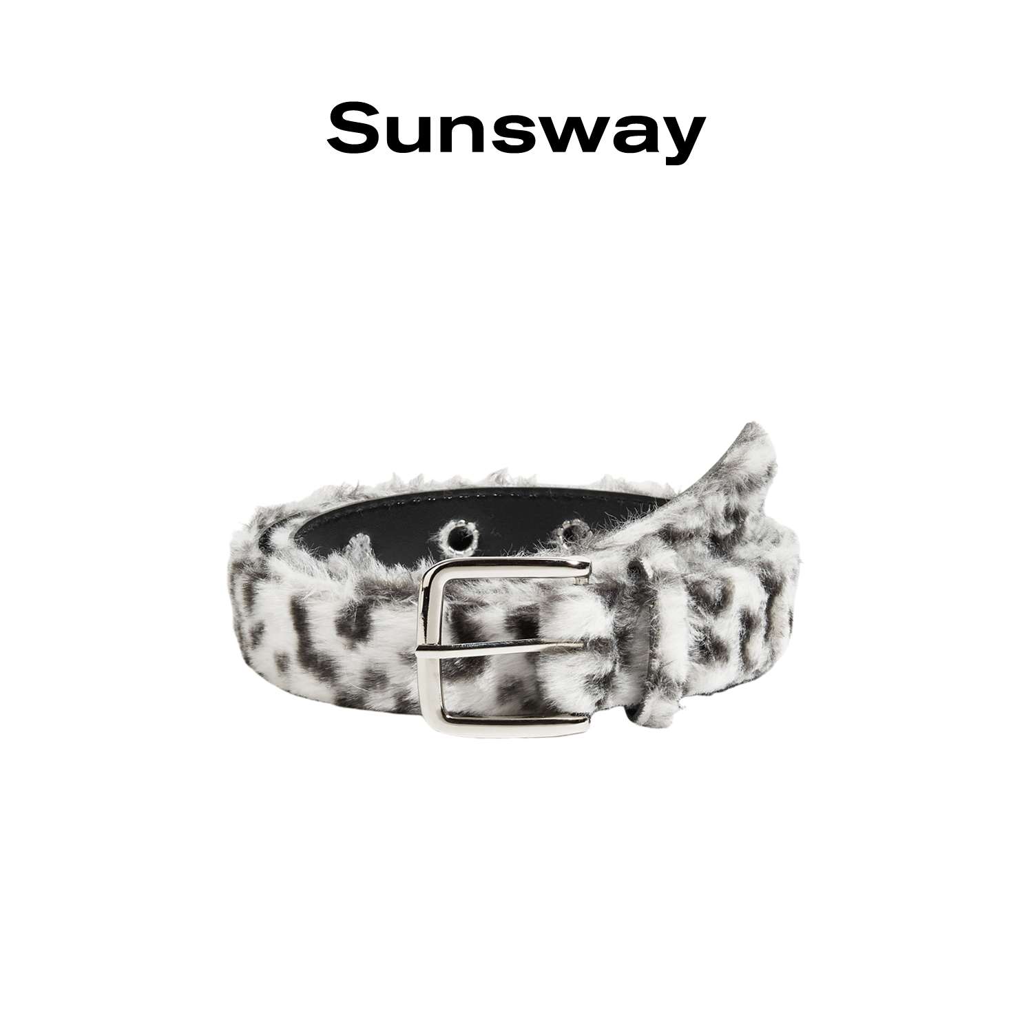 sunsway豹纹毛毛腰带女复古重工金属扣皮带高级感配裙子装饰腰封