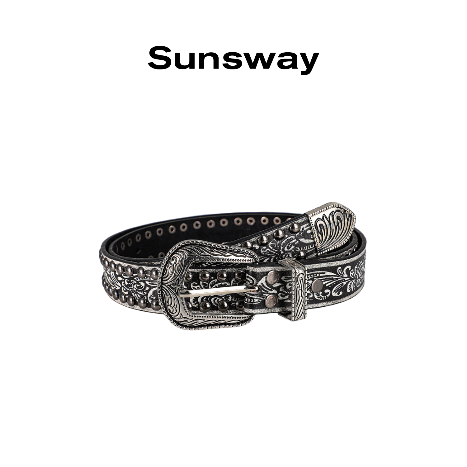 复古雕花牛仔腰带男女