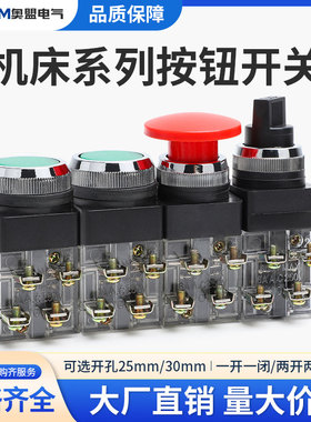机床平头按钮开关TBF-25旋钮TSS-30自复位选择蘑菇头TBM两档三挡