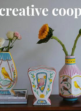 ZJ HOME王尔德的夜莺与玫瑰花瓶 兴旺增桃花 双面手绘陶瓷花瓶