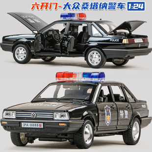 1:24大号合金大众桑塔纳玩具男孩汽车模型教练车特警公安110警车