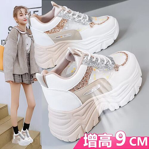 新款夏季9cm小个子内增高网鞋女